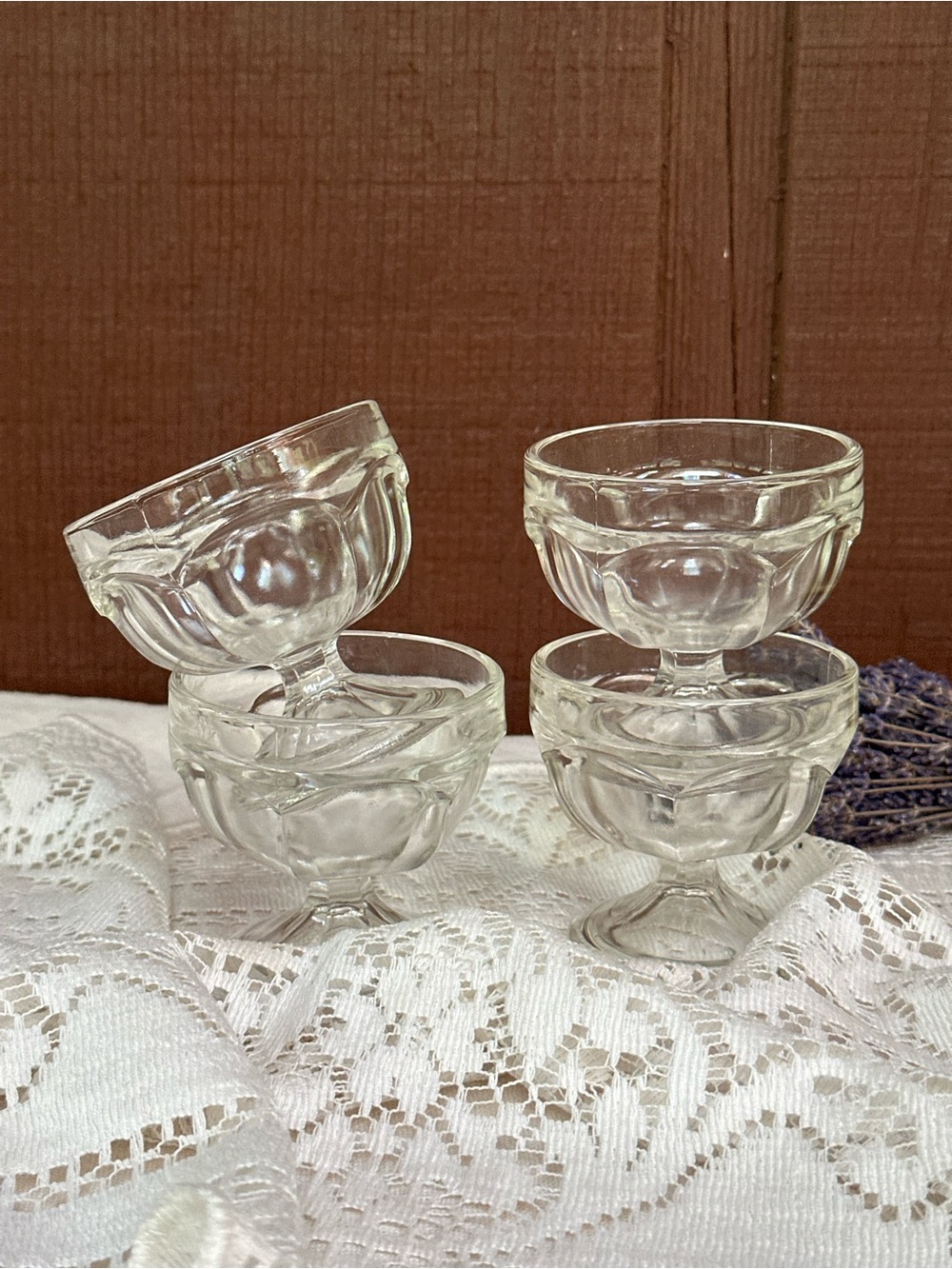 Vintage Federal Glass Colonial Panel Sherbet Cups FEG15 Clear Set of 4